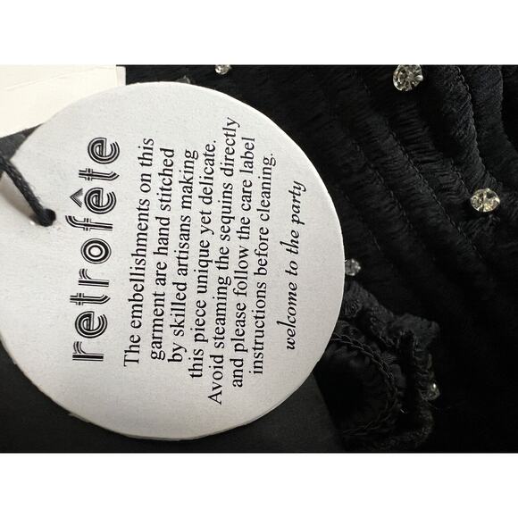 Retrofête Adara Dress Size Medium Black Mini embellished Sheath dress - Picture 12 of 14